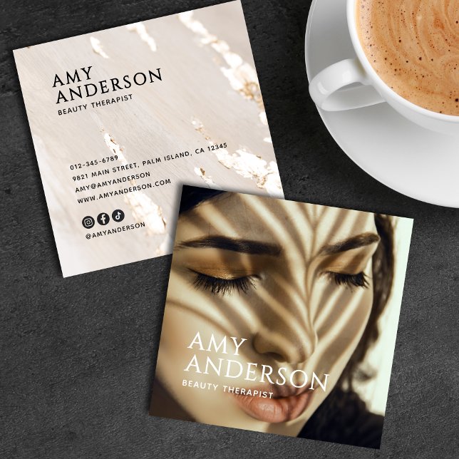 Classy Elegant Modern Luxury Gold Foil Photo Fyrkantigt Visitkort (Skapare uppladdad)