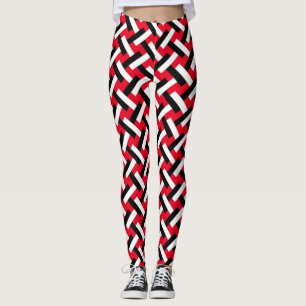 Classy & Elegant Red Art Deco Herringbone Mönster Leggings