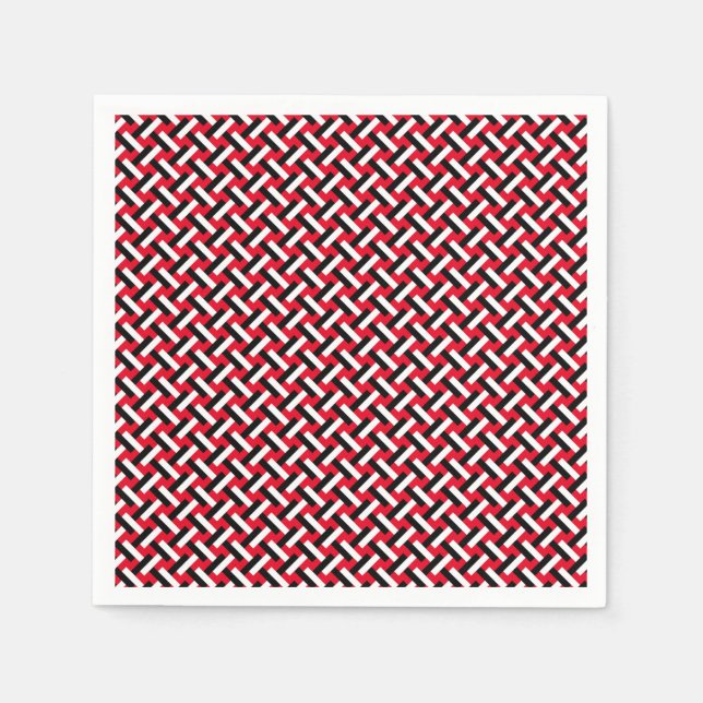 Classy & Elegant Red Art Deco Herringbone Mönster Pappersservett (Framsidan)