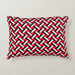 Classy & Elegant Red Art Deco Herringbone Mönster Prydnadskudde
