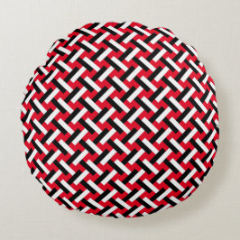 Classy & Elegant Red Art Deco Herringbone Mönster Rund Kudde
