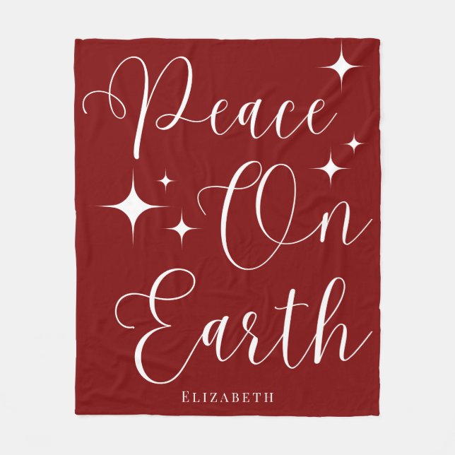 Classy Elegant Red & White-Personligen - jul Fleecefilt (Framsidan)