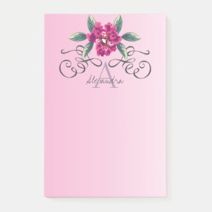 Classy Elegant Ro Blommigt Monogram Post-it Block
