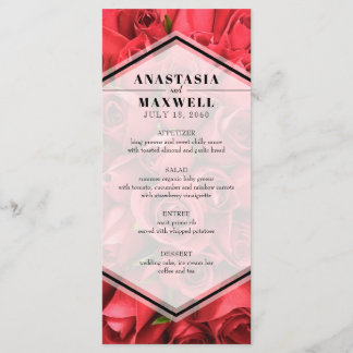 Classy Elegant Röd ros Bröllop Bröllop Menu Meny