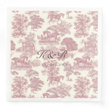 Classy Elegant Rosa Horse Toile Namn Initialer