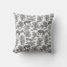 Classy Elegant Rustic Black Forest Animals Toile Kudde