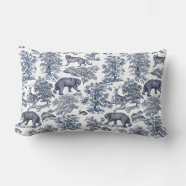 Classy Elegant Rustic Blue Forest Animals Toile Lumbarkudde