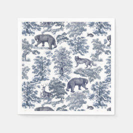 Classy Elegant Rustic Blue Forest Animals Toile Pappersservett