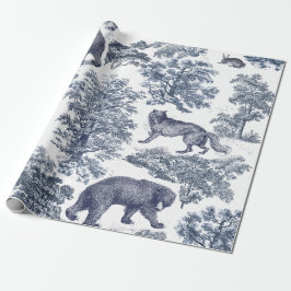 Classy Elegant Rustic Blue Forest Animals Toile Presentpapper