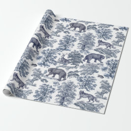 Classy Elegant Rustic Blue Forest Animals Toile Presentpapper
