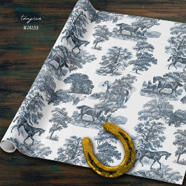 Classy Elegant Rustic Blue Horses Land Toile Presentpapper