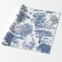 Classy Elegant Rustic Blue Land Toile