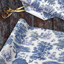 Classy Elegant Rustic Blue Land Toile