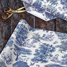 Classy Elegant Rustic Blue Land Toile Presentpapper