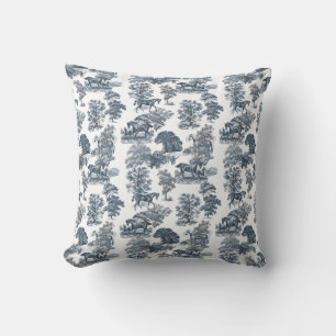 Classy Elegant Rustic Toile Horses Mönster Kudde