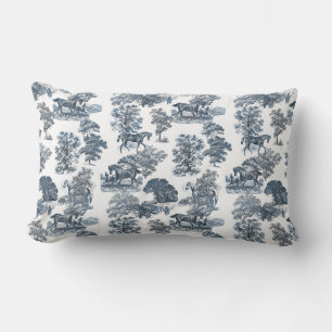 Classy Elegant Rustic Toile Horses Mönster Lumbarkudde