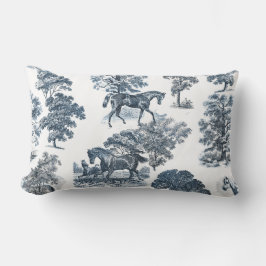 Classy Elegant Rustic Toile Horses Mönster Lumbarkudde