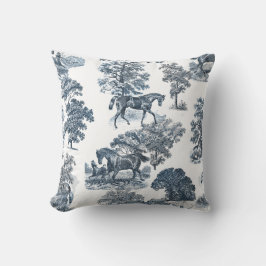 Classy Elegant Rustic Toile Horses Mönster Throw P Kudde