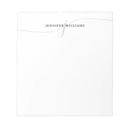 Classy Elegant Script Black Grått Modern Monogram Anteckningsblock