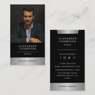 Classy Elegant Silver CEO Professionell Photo Visitkort