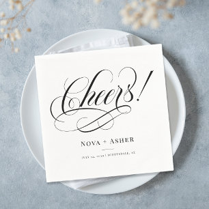 Classy Elegant Simple Cheers Personlig Bröllop Pappersservett