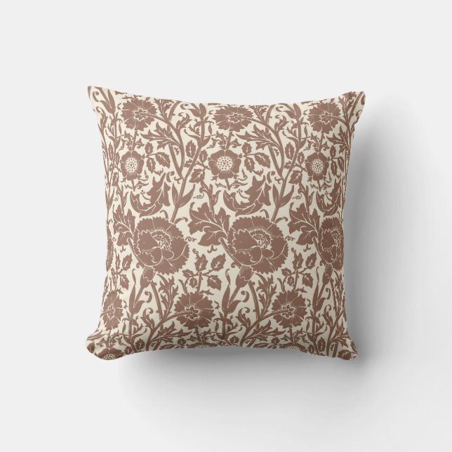 Classy Elegant Soft Brown Blommönster Kudde (Framsida)