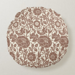 Classy Elegant Soft Brown Blommönster Rund Kudde