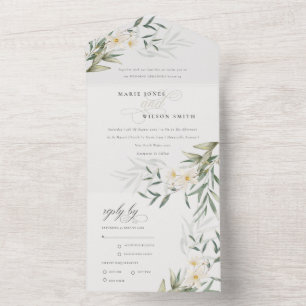 Classy Elegant White Greenery Blommigt Bröllop