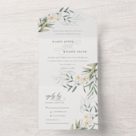 Classy Elegant White Greenery Blommigt Bröllop