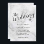 Classy Elegant White Marble Bröllop Inbjudningar<br><div class="desc">Classy Elegant White Marble Wedding Suite: Bröllopsinbjudan med titel i grått modernt skript med bröllop-detaljer i grått modern sans serif-teckensnitt på vit marmorbakgrund.</div>