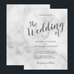 Classy Elegant White Marble Bröllop Inbjudningar<br><div class="desc">Classy Elegant White Marble Wedding Suite: Bröllopsinbjudan med titel i grått modernt skript med bröllop-detaljer i grått modern sans serif-teckensnitt på vit marmorbakgrund.</div>