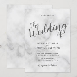 Classy Elegant White Marble Bröllop Inbjudningar