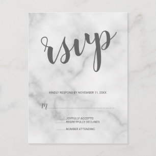 Classy Elegant White Marble Bröllop OSA Inbjudan Vykort