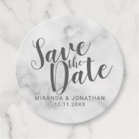 Classy Elegant White Marble Bröllop spara datum