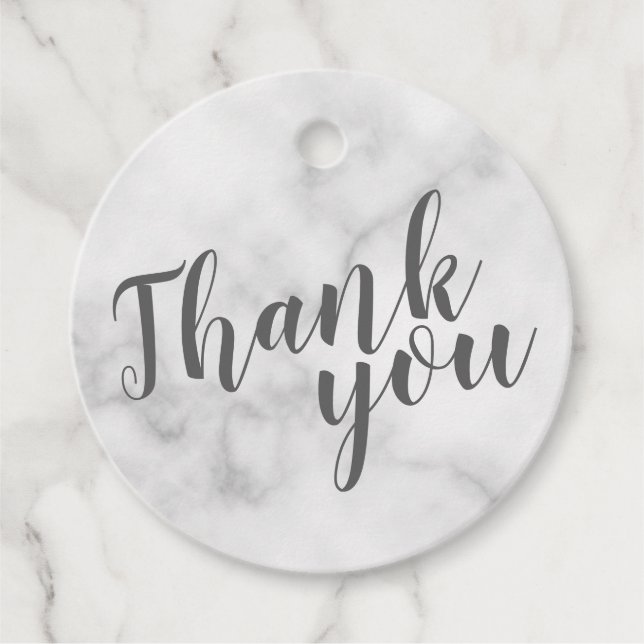 Classy Elegant White Marble Bröllop Tack Gåvor Etiketter (Framsida)