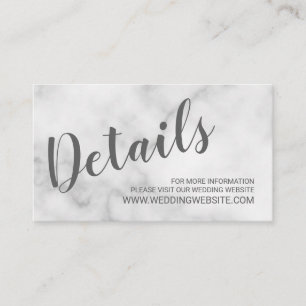 Classy Elegant White Marble Bröllop webbplats Tilläggskort