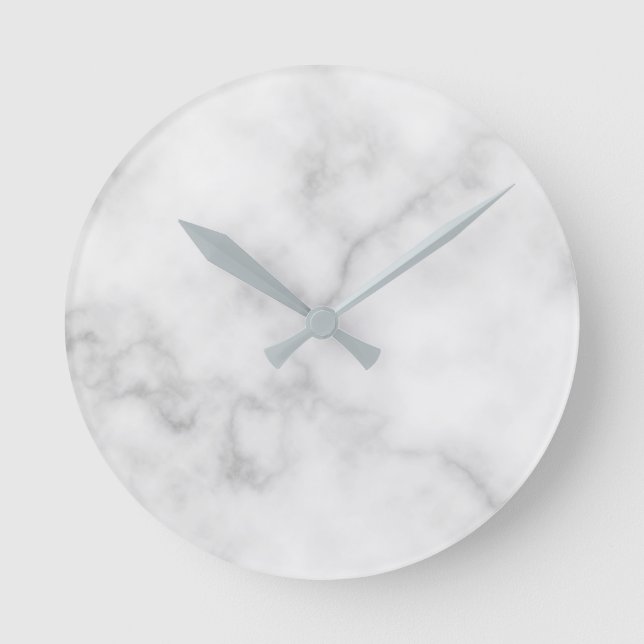 Classy Elegant White Marble Mönster Rund Klocka (Framsida)