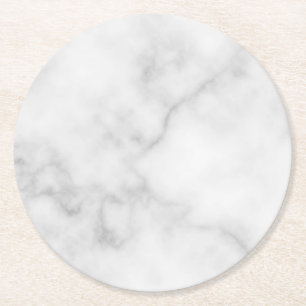 Classy Elegant White Marble Mönster Underlägg Papper Rund