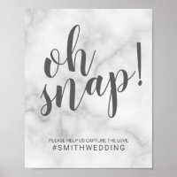 Classy Elegant White Marble Oh Snap Bröllop Sign