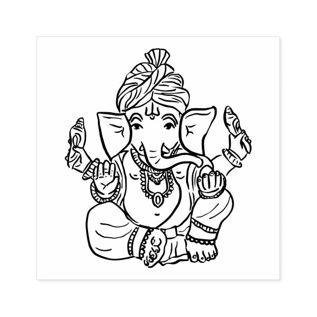 Classy Ethnic Ganesha | Indiska Gud Teckning Stämpel (Tryck)