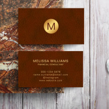 Classy Faux Brown Leather & Guld Initial Logotyp