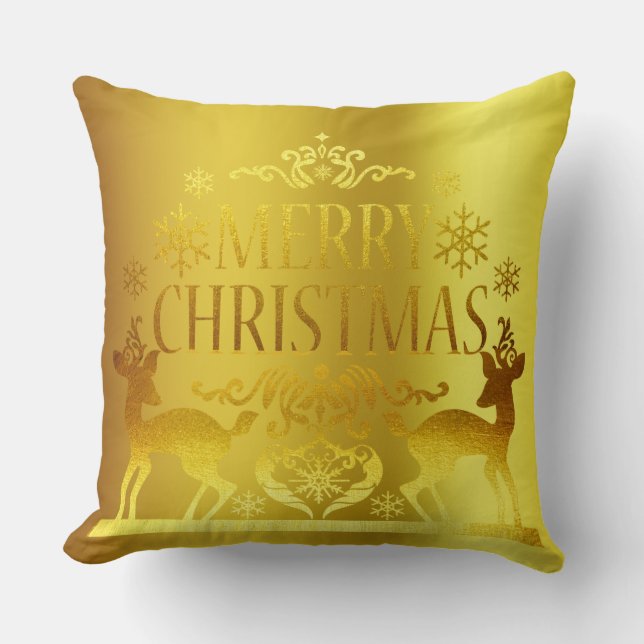 Classy Faux Guld God jul Decorative Pillow Kudde (Framsida)