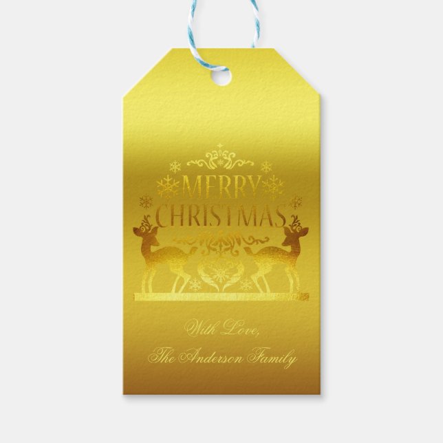 Classy Faux Guld God jul Gift Märkres Presentetikett (Framsidan)