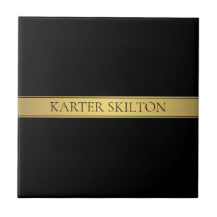 Classy Faux Guld Rand & Black Background eller DIY Kakelplatta