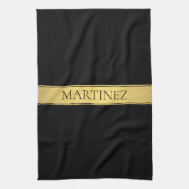 Classy Faux Guld Rand & Black Background eller DIY Kökshandduk