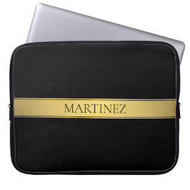 Classy Faux Guld Rand & Black Background eller DIY Laptop Fodral