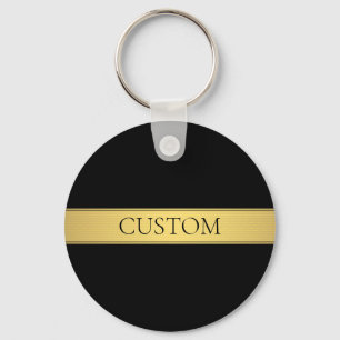 Classy Faux Guld Rand & Black Background eller DIY Nyckelring