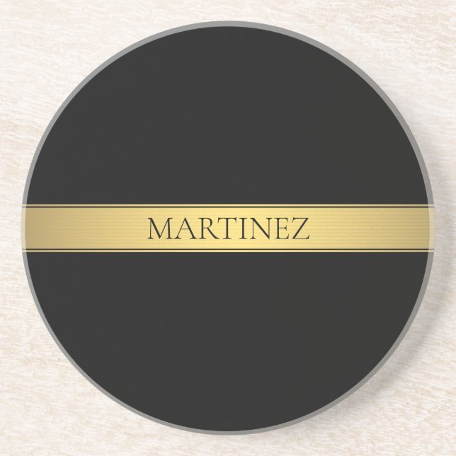 Classy Faux Guld Rand & Black Background eller DIY Underlägg (Framsidan)