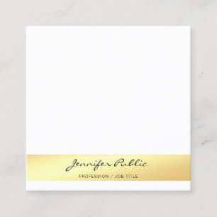 Classy Faux Guld White Modern Professionell Elegan Fyrkantigt Visitkort