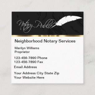 Classy Feather Pen Notarie Public Fyrkantigt Visitkort